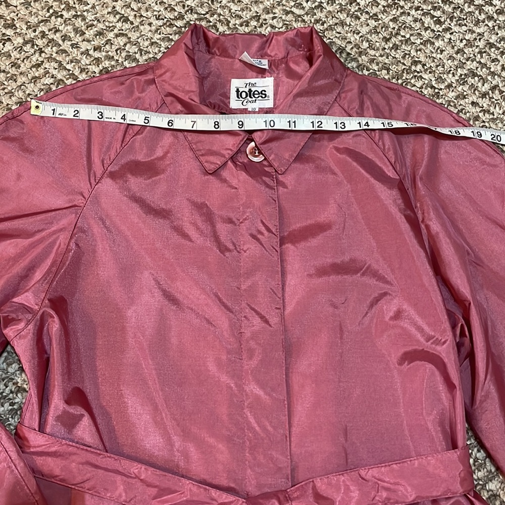 Vintage The totes Coat Lightweight Shiny Nylon Trench Coat - Dusty Rose Pink - Picture 11 of 16